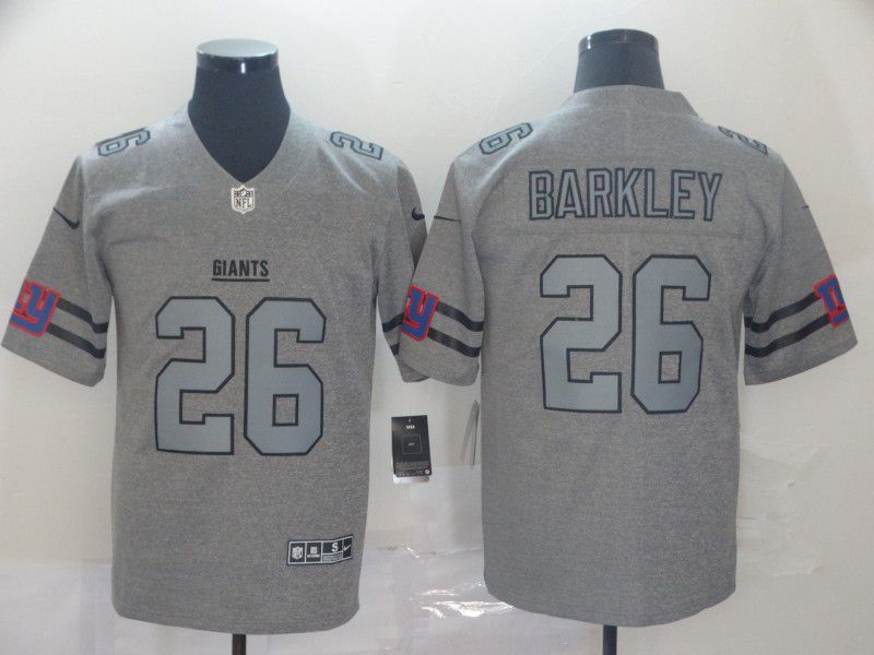 Men New York Giants #26 Barkley Grey Retro Nike NFL Jerseys
